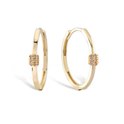 Cabaret Beyaz Taşlı Altın Halka Küpe