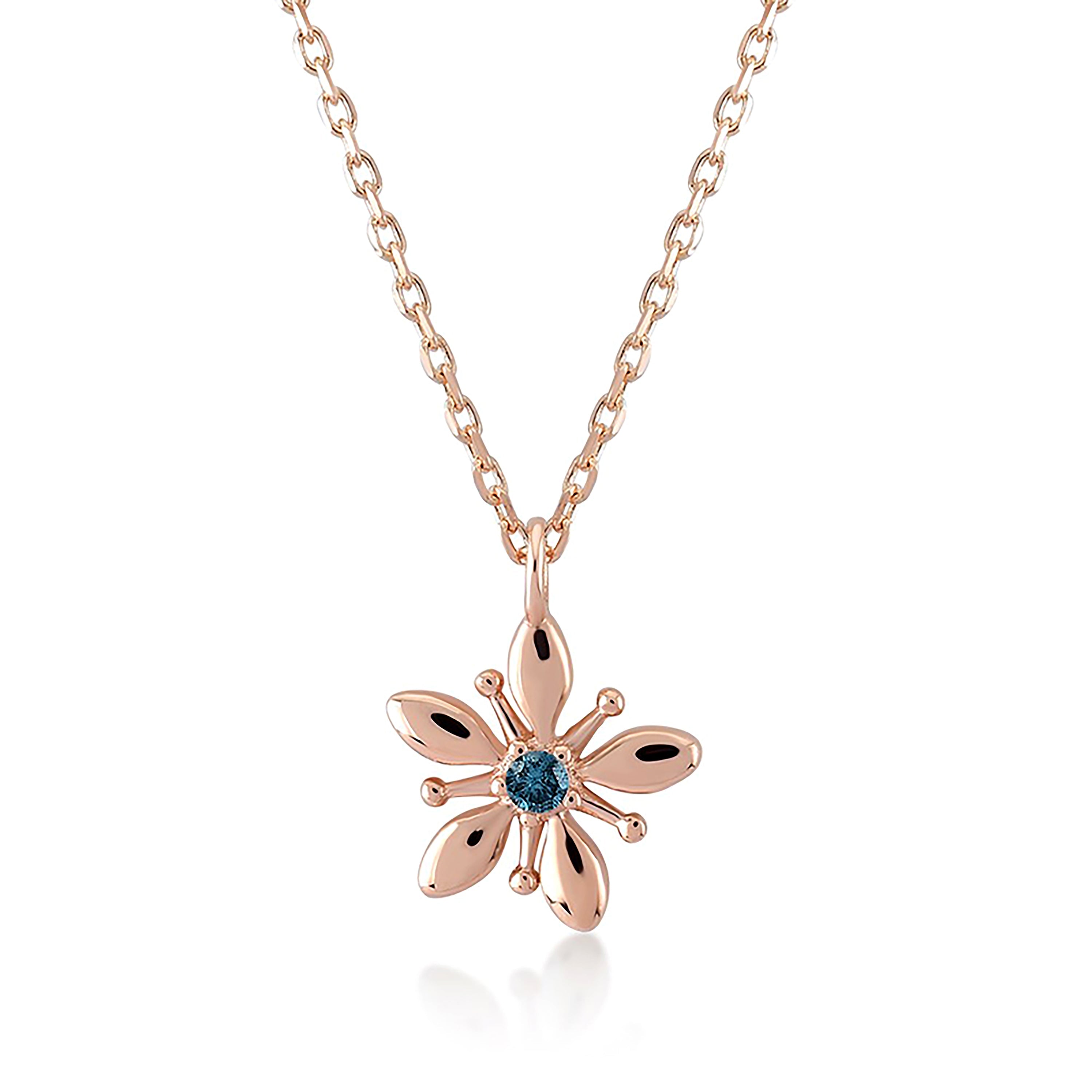 Azzuro Mavi Pırlanta Zambak Kolye