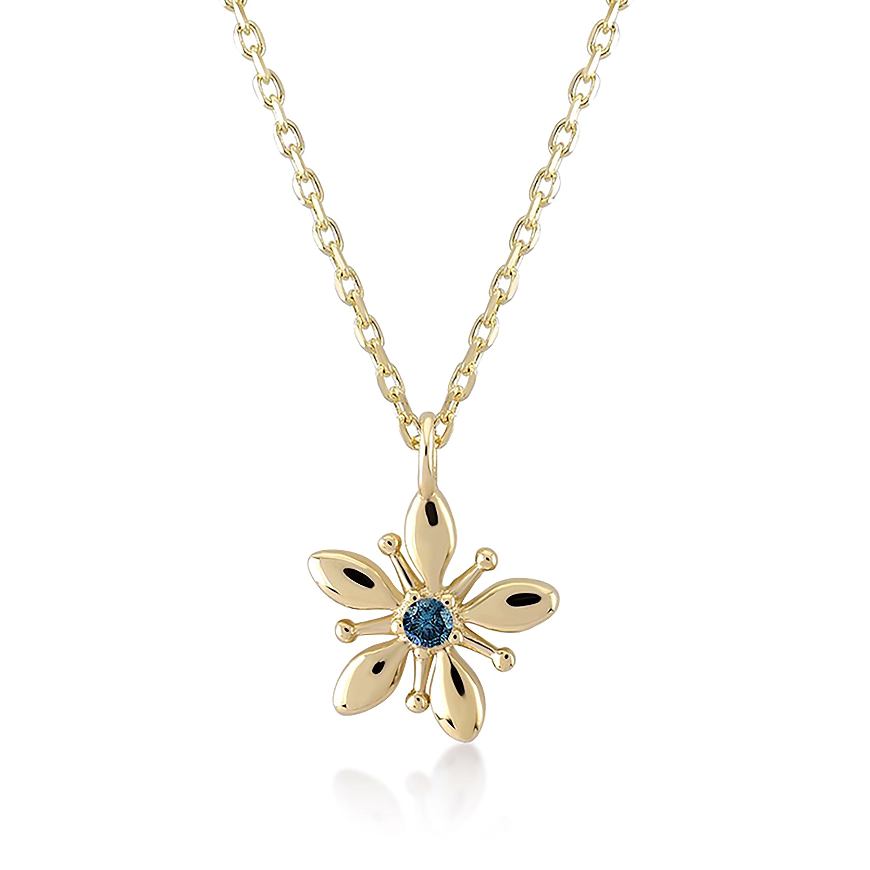 Azzuro Mavi Pırlanta Zambak Kolye