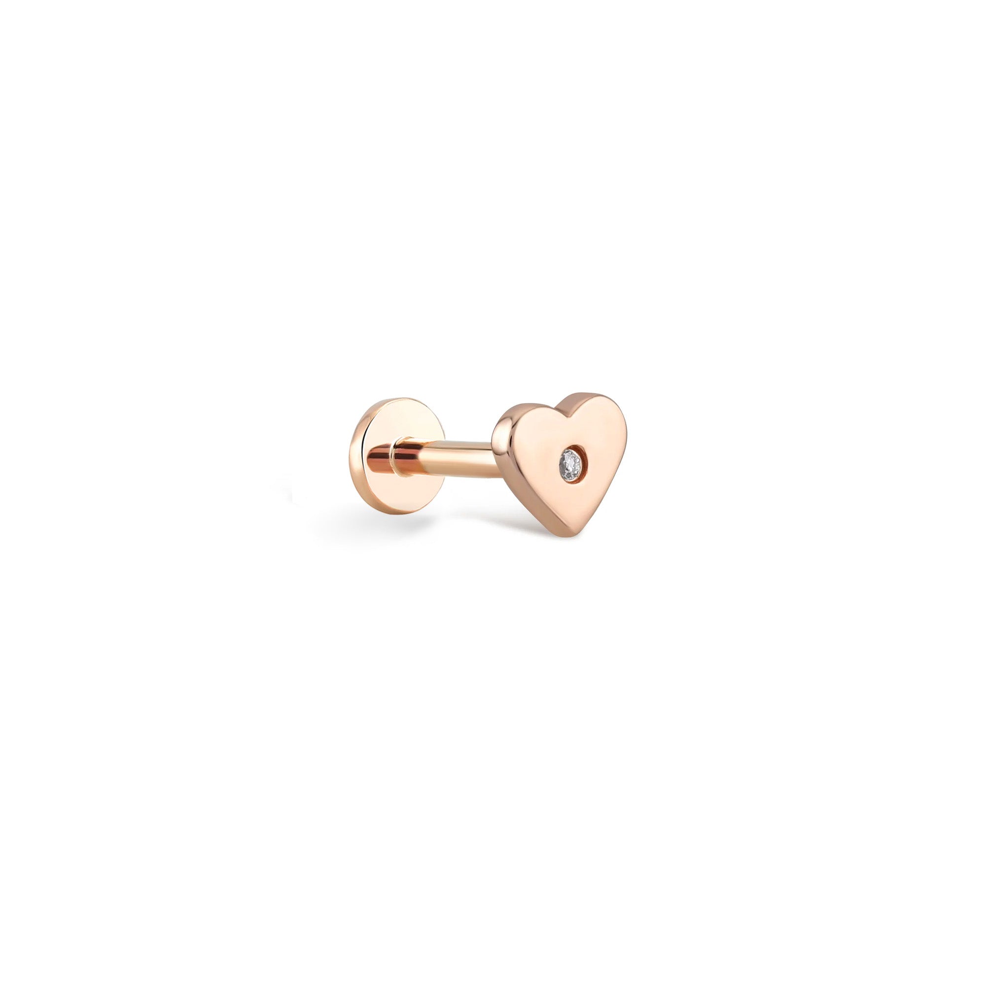 Pırlanta Tek Kalp Piercing
