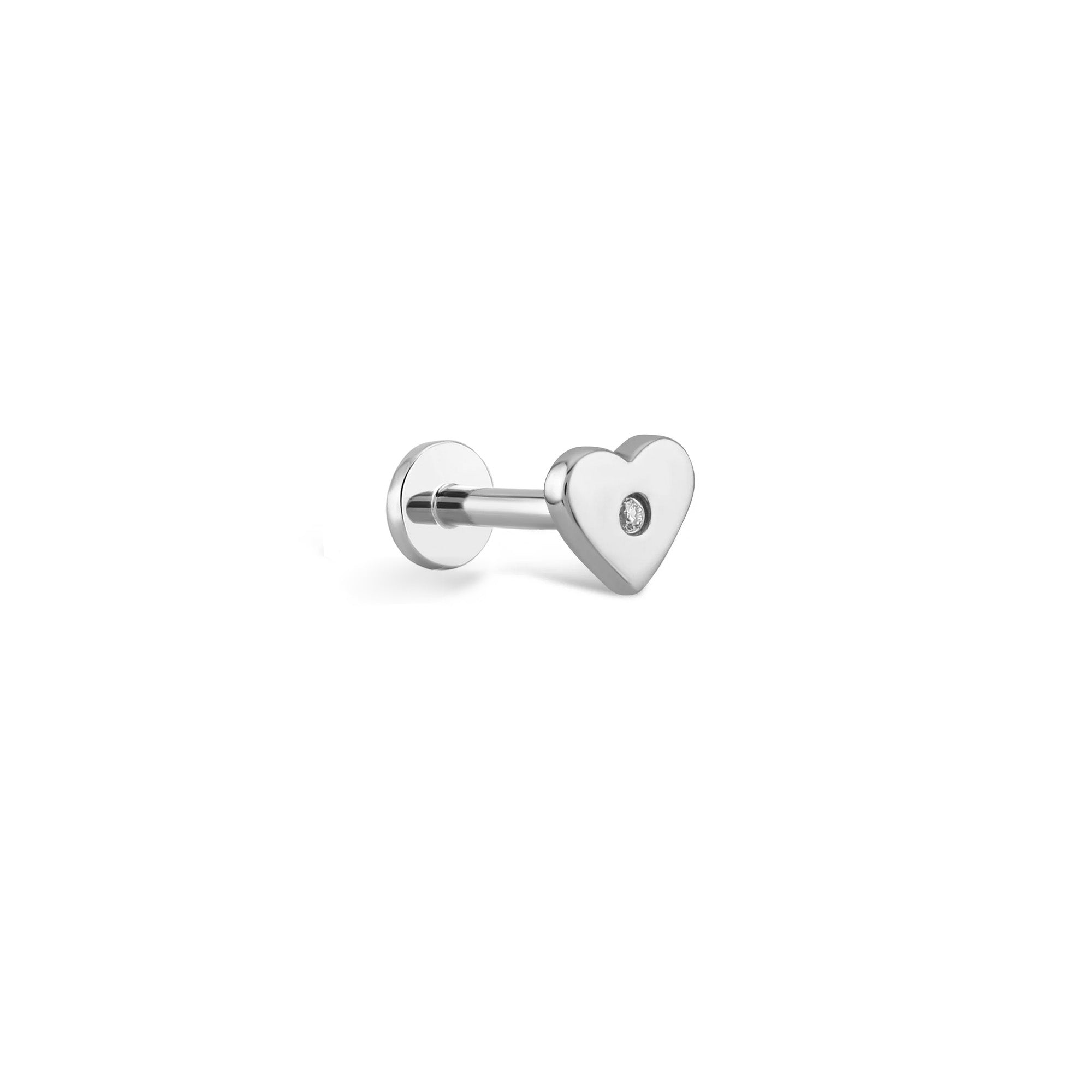 Pırlanta Tek Kalp Piercing