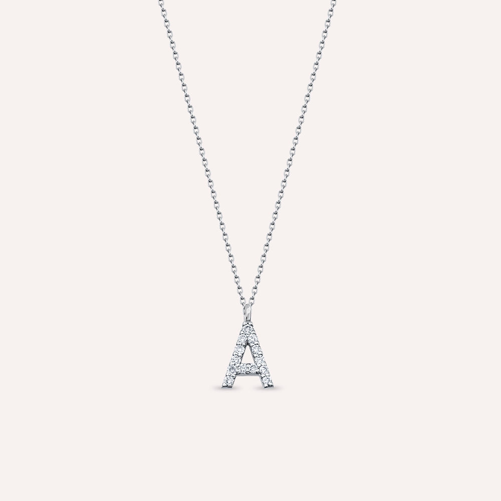 A Harf 0.09 CT Pırlanta Taşlı Beyaz Altın Kolye