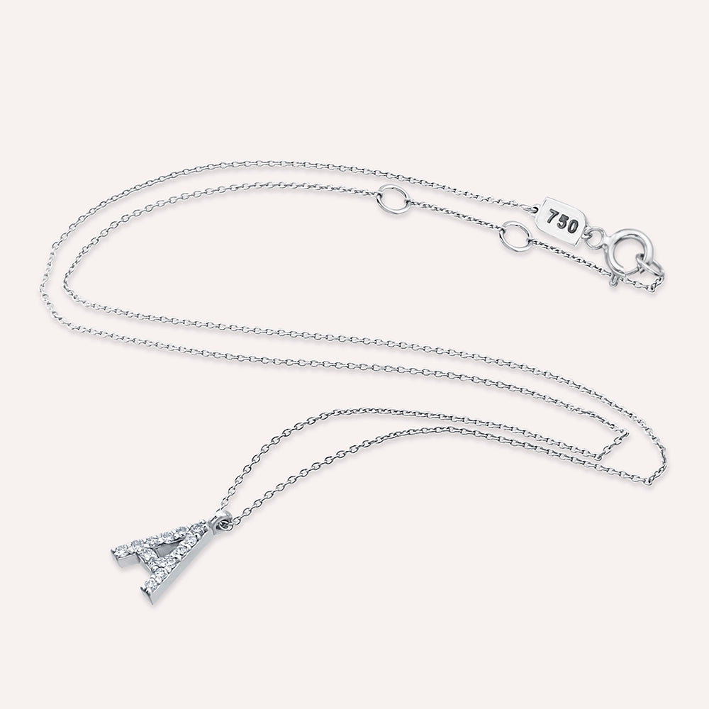 A Harf 0.09 CT Pırlanta Taşlı Beyaz Altın Kolye