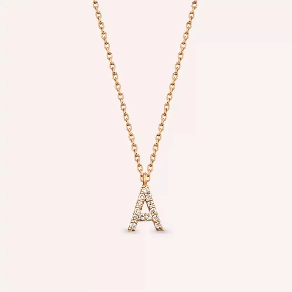 A Harf 0.08 CT Pırlanta Taşlı Rose Altın Kolye