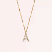 A Harf 0.08 CT Pırlanta Taşlı Rose Altın Kolye