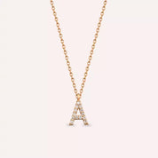 A Harf 0.08 CT Pırlanta Taşlı Rose Altın Kolye