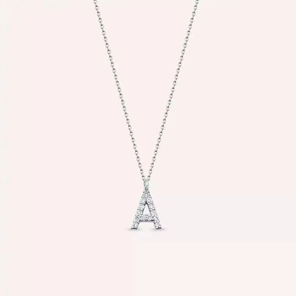 A Harf 0.09 CT Pırlanta Taşlı Beyaz Altın Kolye