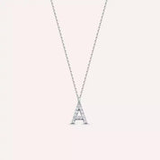 A Harf 0.09 CT Pırlanta Taşlı Beyaz Altın Kolye