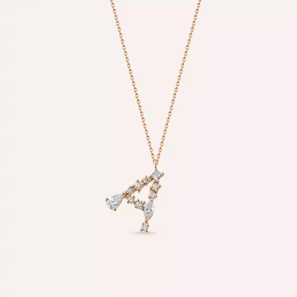 A Harf 0.53 CT Pırlanta Taşlı Rose Altın Kolye