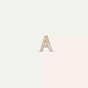 A Harf Pırlanta Taşlı Rose Altın Tek Küpe