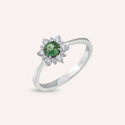 Aisha 0.63 CT Green Safir ve Pırlanta Taşlı Beyaz Altın Yüzük