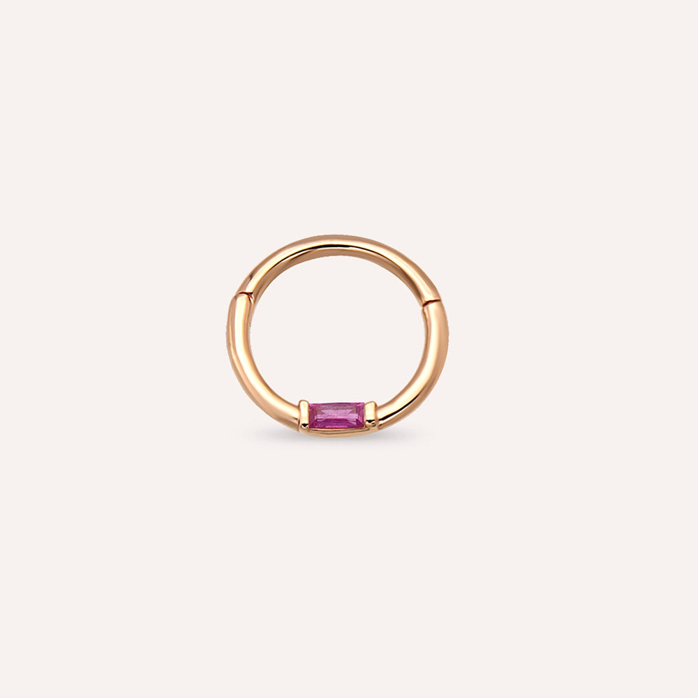 Alia Baget Kesim Yakut Taşlı Rose Altın Halka Piercing