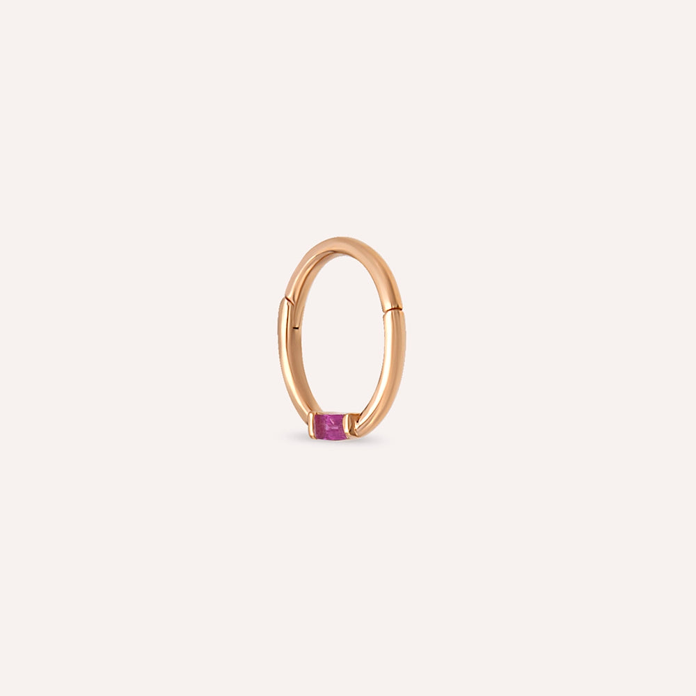 Alia Baget Kesim Yakut Taşlı Rose Altın Halka Piercing