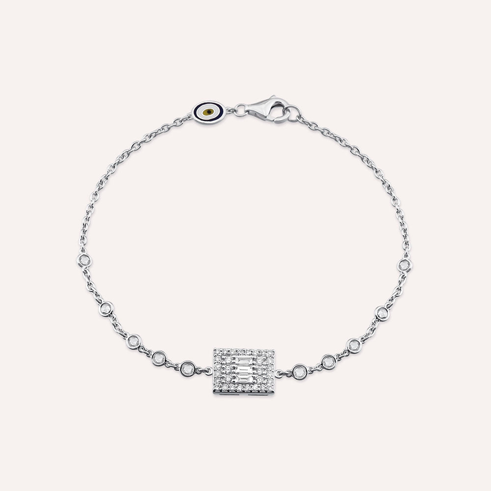 Allure 0.58 CT Elmas ve Baget Pırlanta Taşlı Beyaz Altın Bileklik