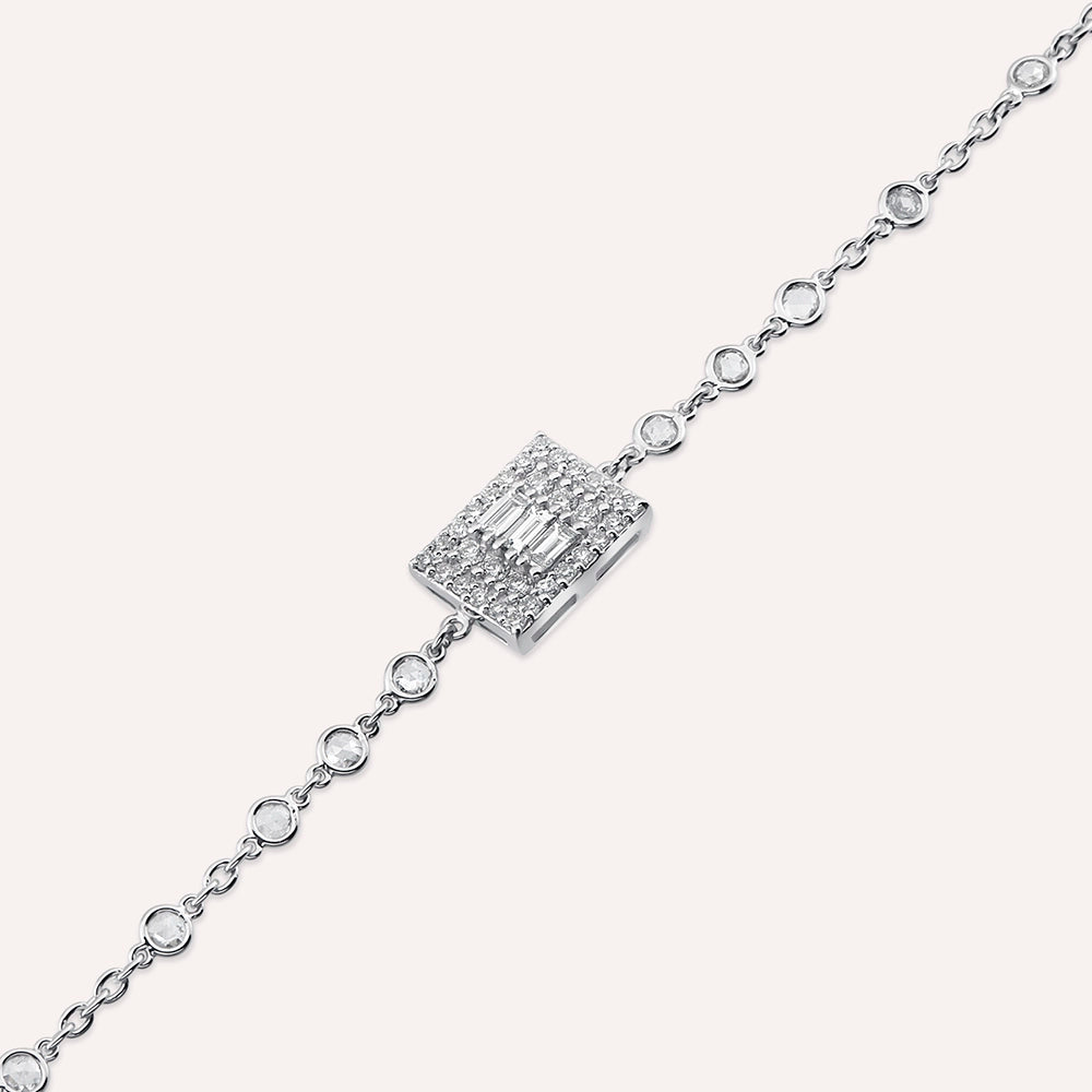 Allure 0.58 CT Elmas ve Baget Pırlanta Taşlı Beyaz Altın Bileklik