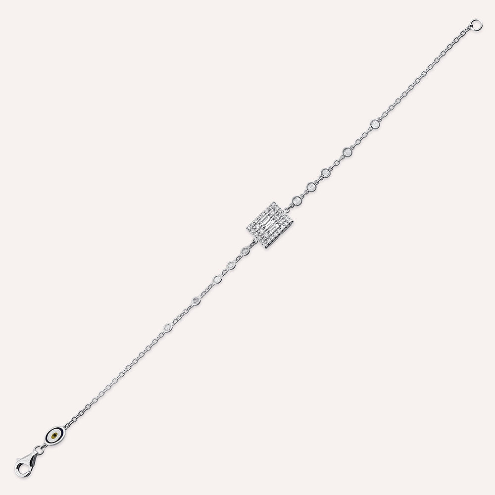 Allure 0.58 CT Elmas ve Baget Pırlanta Taşlı Beyaz Altın Bileklik