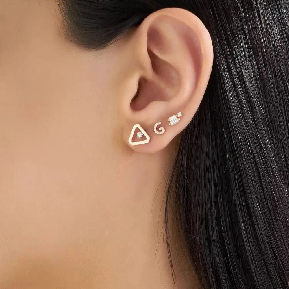 Ally Pırlanta Taşlı Rose Altın Tek Küpe