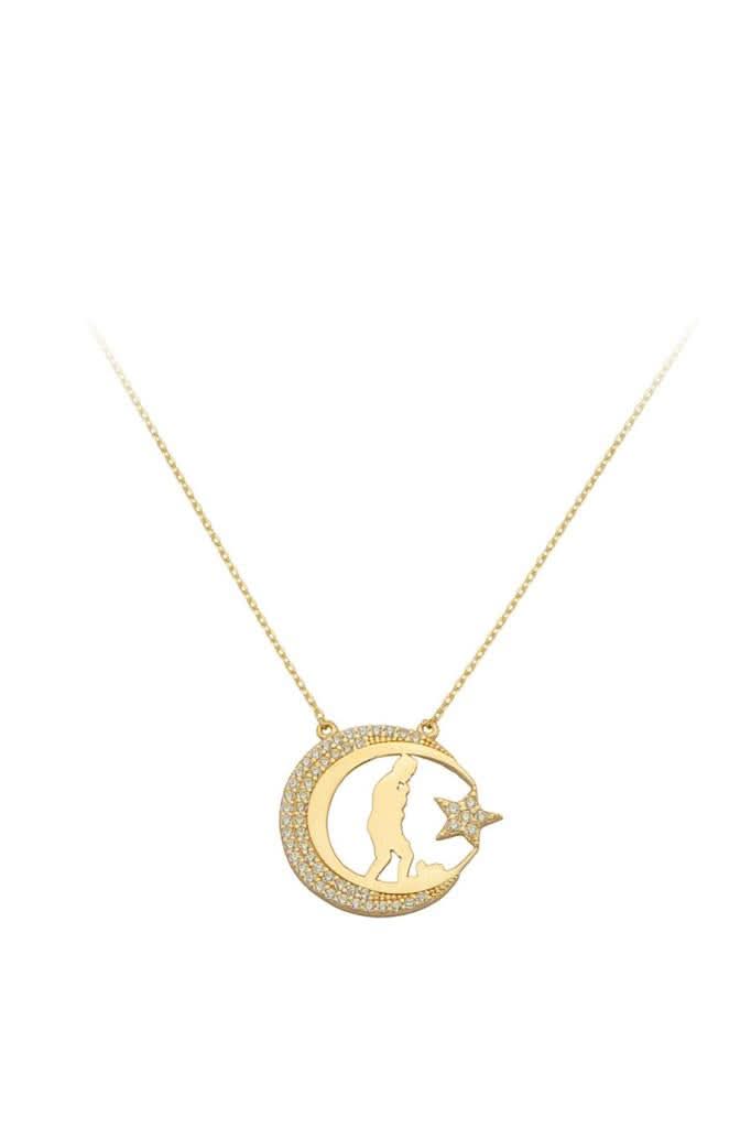 Altın Atatürk Ay Yıldız Kolye