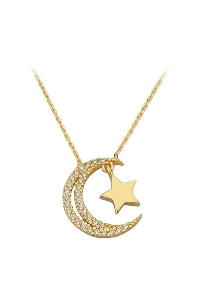 Altın Ay Yıldız Kolye