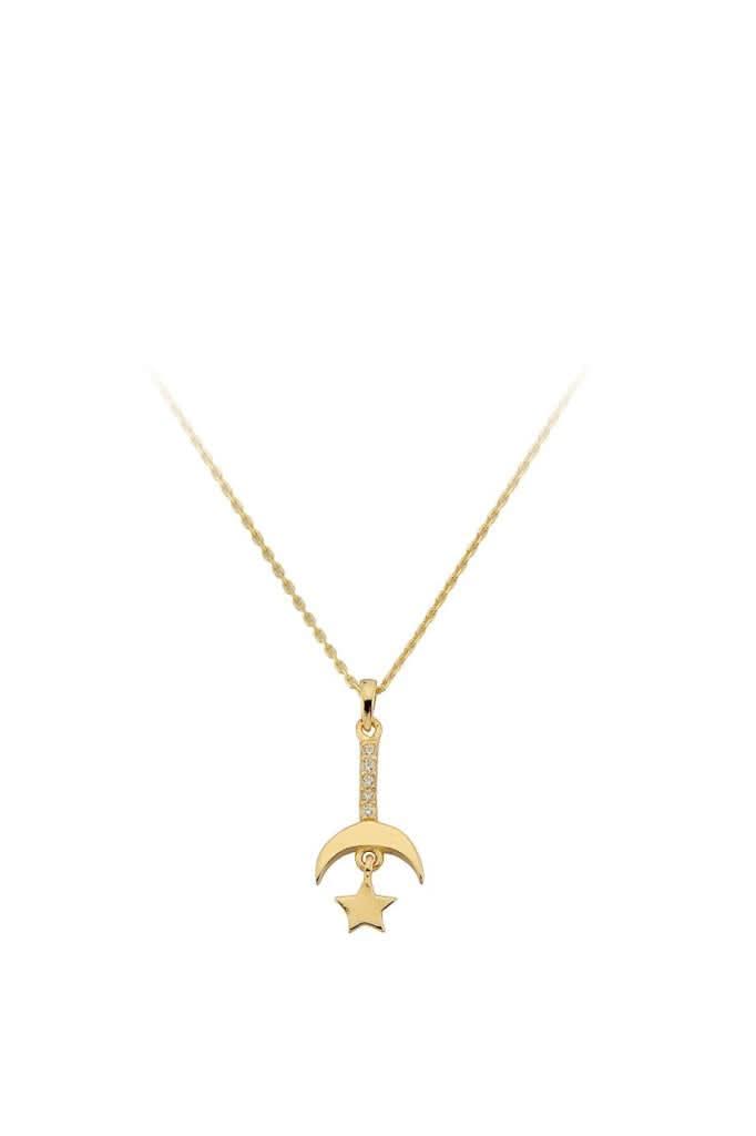 Altın Ay Yıldız Kolye