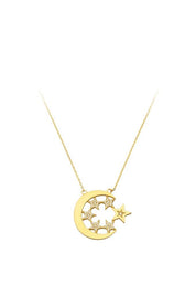 Altın Ay Yıldız Kolye