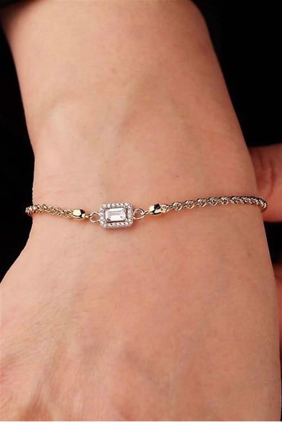 Altın Baget Taşlı Bileklik