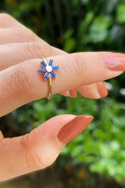 Altın Baget Taşlı Çiçek Yüzük