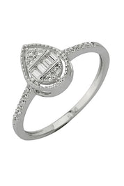 Altın Baget Taşlı Damla Yüzük