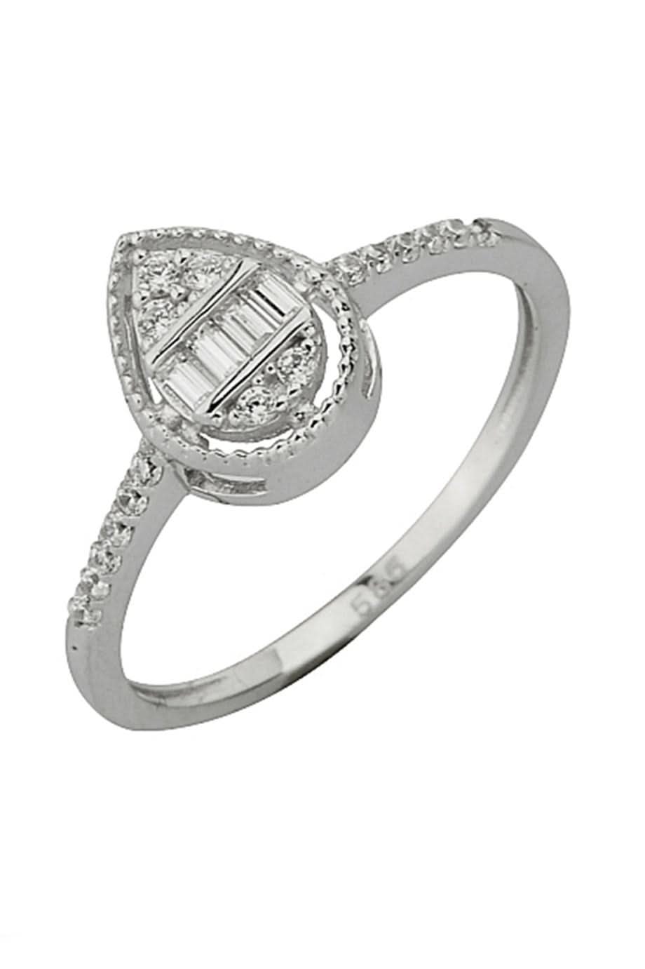 Altın Baget Taşlı Damla Yüzük