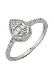 Altın Baget Taşlı Damla Yüzük