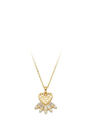 Altın Baget Taşlı Kalp Kolye