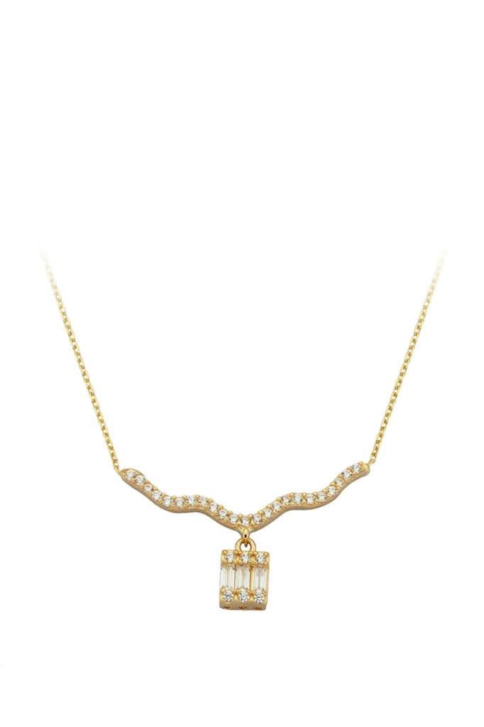 Altın Baget Taşlı Kolye