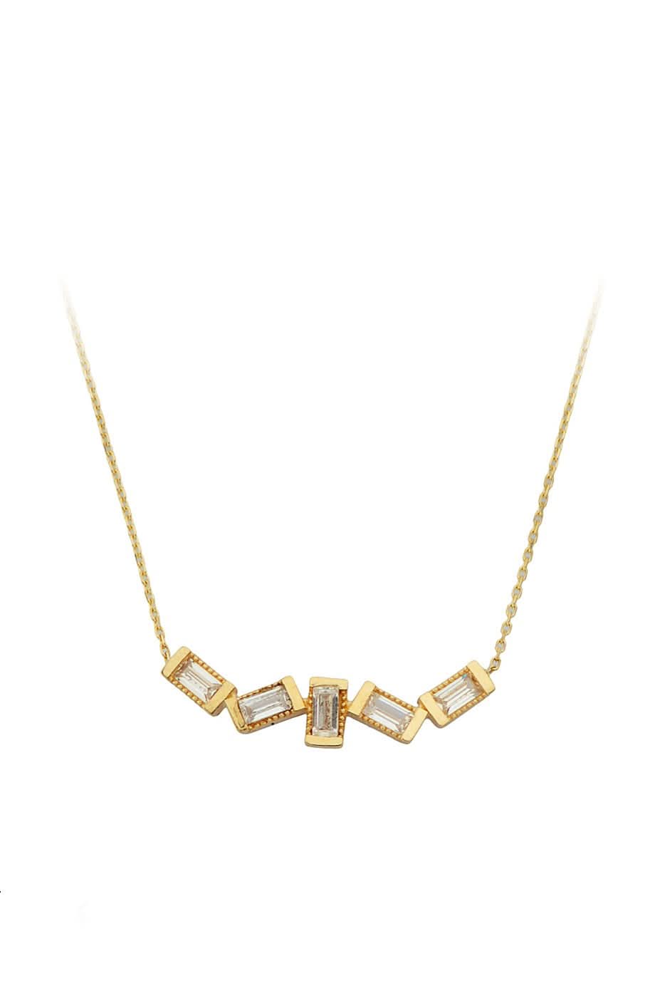 Altın Baget Taşlı Kolye