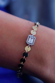 Altın Baget Taşlı Pullu Bileklik