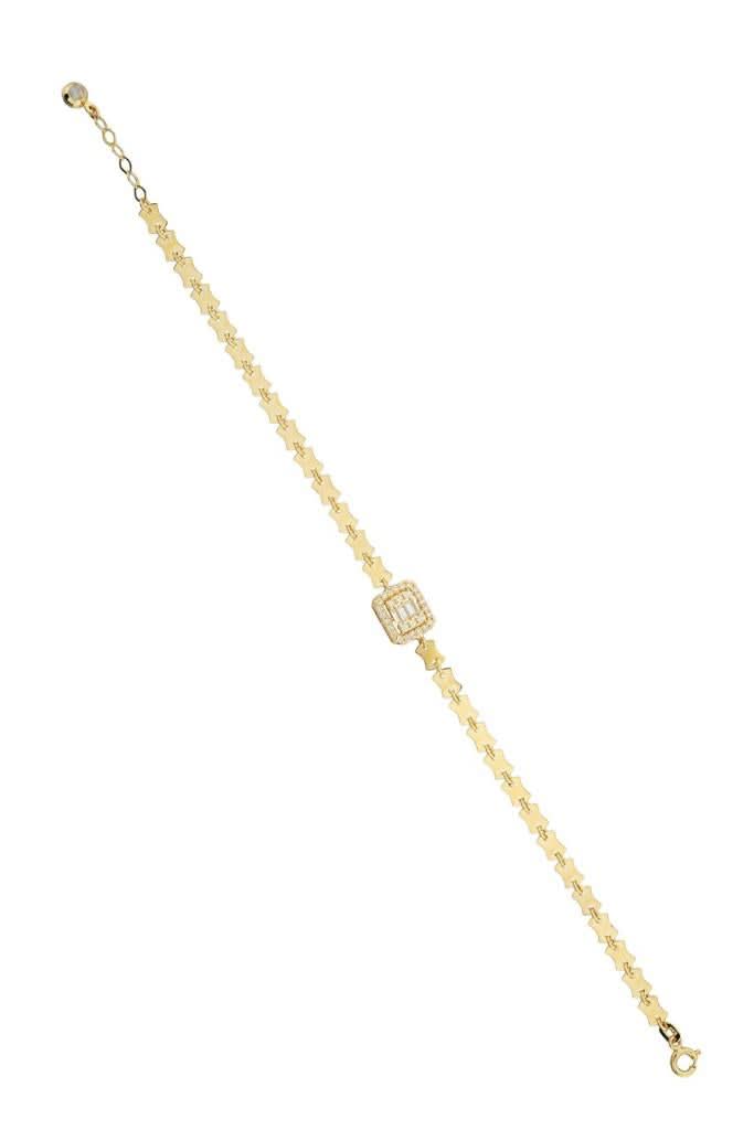 Altın Baget Taşlı Tasarım Bileklik