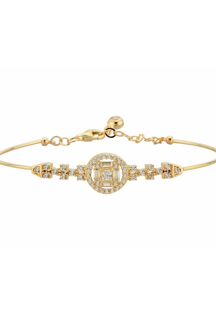 Altın Baget Taşlı Tasarım Bilezik