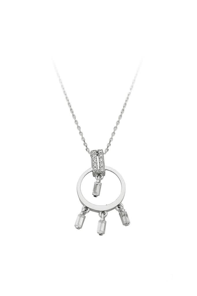 Altın Baget Taşlı Tasarım Kolye