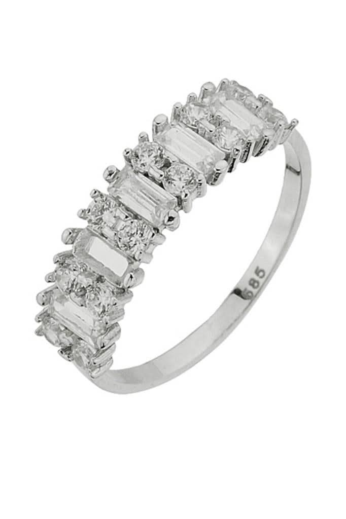 Altın Baget Taşlı Tasarım Yüzük