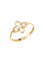 Altın Baget Taşlı Yonca Yüzük