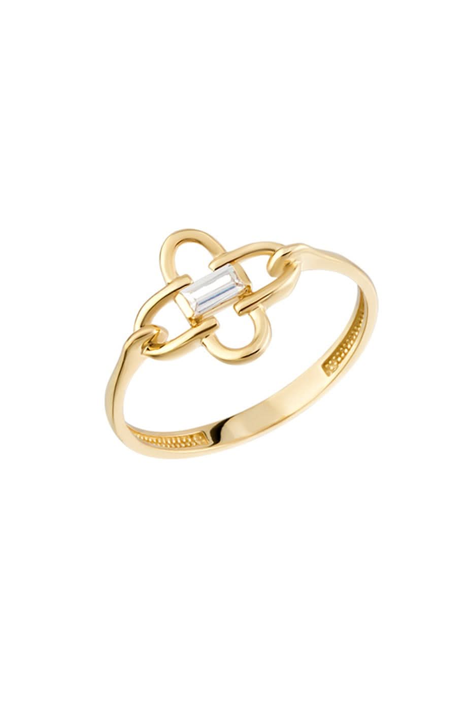 Altın Baget Taşlı Yonca Yüzük