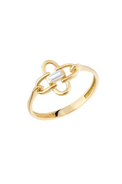 Altın Baget Taşlı Yonca Yüzük