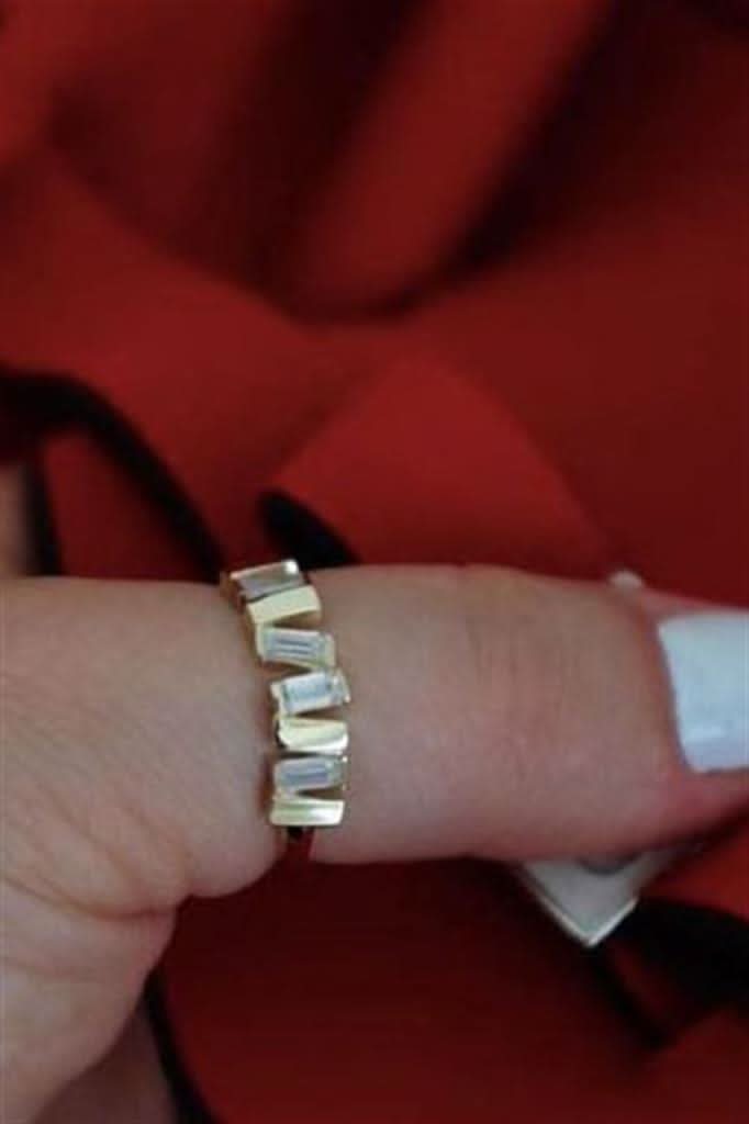 Altın Baget Taşlı Yüzük