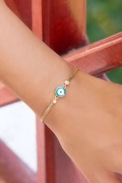 Altın Balık Sırtı Zincir Kordonlu Nazar Bileklik