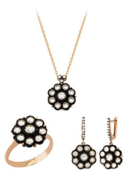 Altın Çiçek Motifli Elmas Mini Set