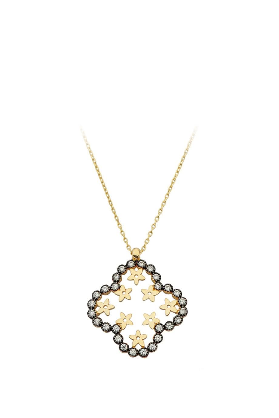 Altın Çiçekli Yonca Kolye