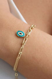 Altın Çift Taraflı Nazar Göz Bileklik