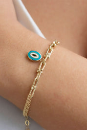 Altın Çift Taraflı Nazar Göz Bileklik