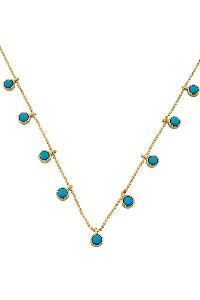 Altın Çoklu Firuze Taşlı Kolye