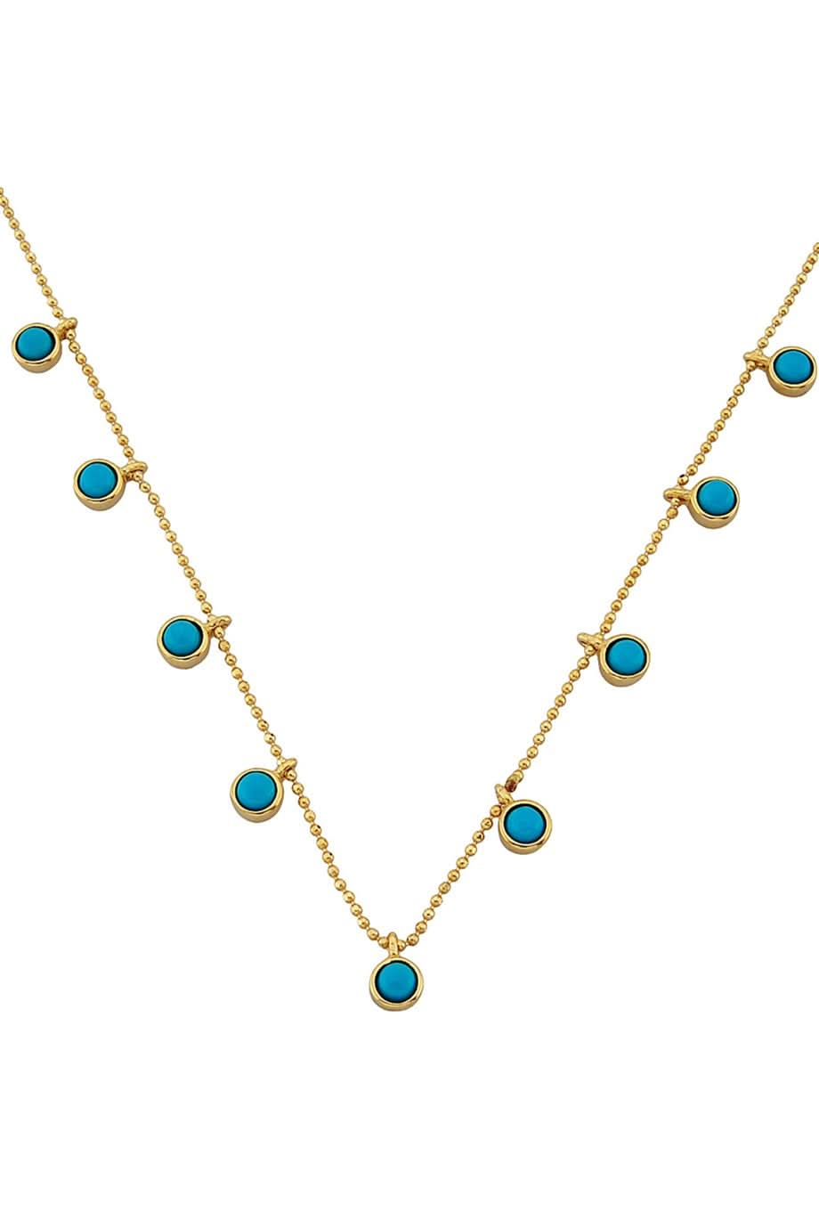 Altın Çoklu Firuze Taşlı Kolye