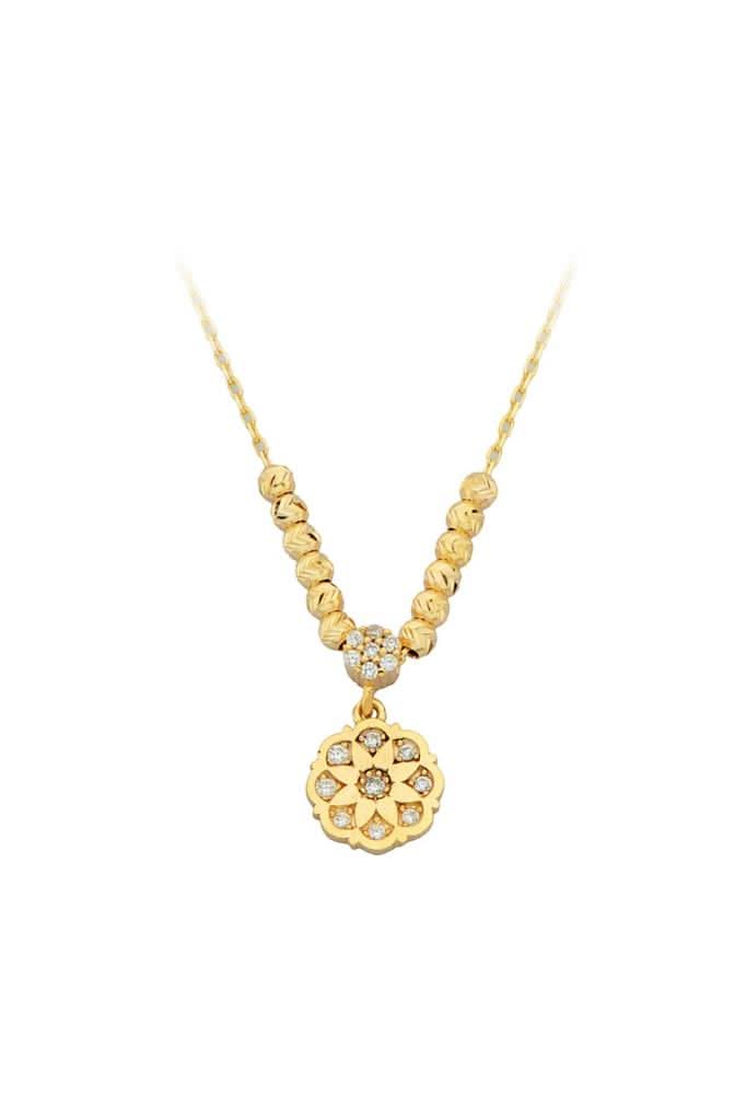 Altın Dorika Toplu Çiçek Kolye